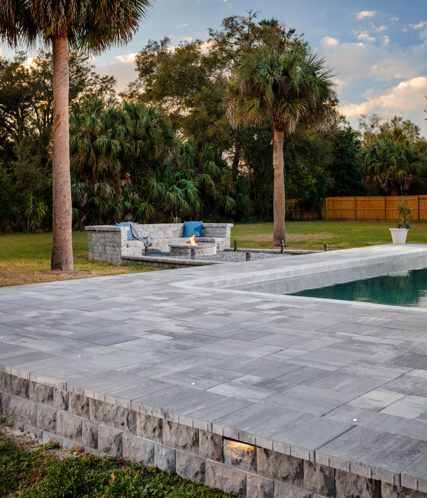 Pool area designed with Belgard materials